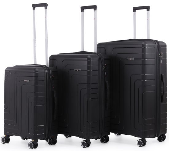 סט מזוודות קשיחות בלתי שבירות 20+26+30 אינץ' דגם Florida מבית Swiss Royal - צבע שחור