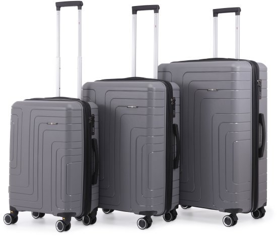 סט מזוודות קשיחות בלתי שבירות 20+26+30 אינץ' דגם Florida מבית Swiss Royal - צבע אפור