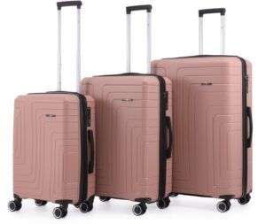 סט מזוודות קשיחות בלתי שבירות 20+26+30 אינץ' דגם Florida מבית Swiss Royal - צבע רוז גולד