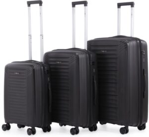 סט מזוודות קשיחות בלתי שבירות 20+24+28 אינץ' דגם Spirit מבית Swiss Voyager - צבע שחור