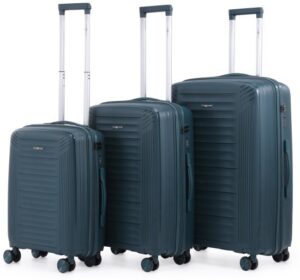 סט מזוודות קשיחות בלתי שבירות 20+24+28 אינץ' דגם Spirit מבית Swiss Voyager - צבע כחול נייבי