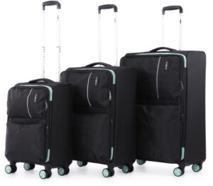 סט מזוודות בד 20+24+28 אינץ' דגם C-lite מבית Swiss Royal - צבע שחור / ירוק