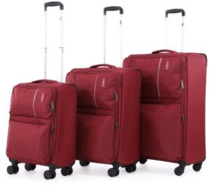 סט מזוודות בד 20+24+28 אינץ' דגם C-lite מבית Swiss Royal - צבע אדום כהה