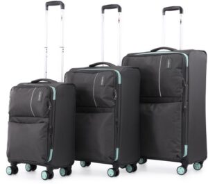 סט מזוודות בד 20+24+28 אינץ' דגם C-lite מבית Swiss Royal - צבע אפור / ירוק