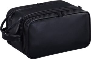 תיק רחצה דמוי עור דוחה מים דגם The Everkit מבית Camel Mountain - צבע שחור