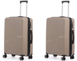 זוג מזוודות קשיחות בלתי שבירות 21 אינץ' דגם Miami מבית Swiss Royal - צבע שמפניה