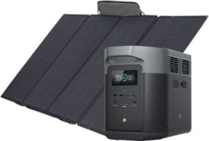 ערכת תחנת כוח ניידת Delta 2 Max + פאנל סולארי מתקפל 400W + כבל מתאם מבית EcoFlow