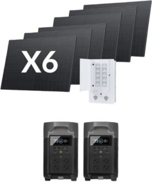 ערכת זוג תחנות כוח ניידות Delta 3600 Pro עם 6 פאנלים סולאריים 540W כל אחד + פאנל חיבור חכם מבית EcoFlow